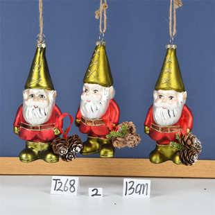 耶诞装饰玻璃彩绘耶诞老公公马槽雪人娃娃创意吊饰耶诞树布置挂件