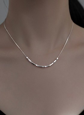 999纯银简约方块项链女小众设计高级感锁骨链爆款配饰颈链送女友