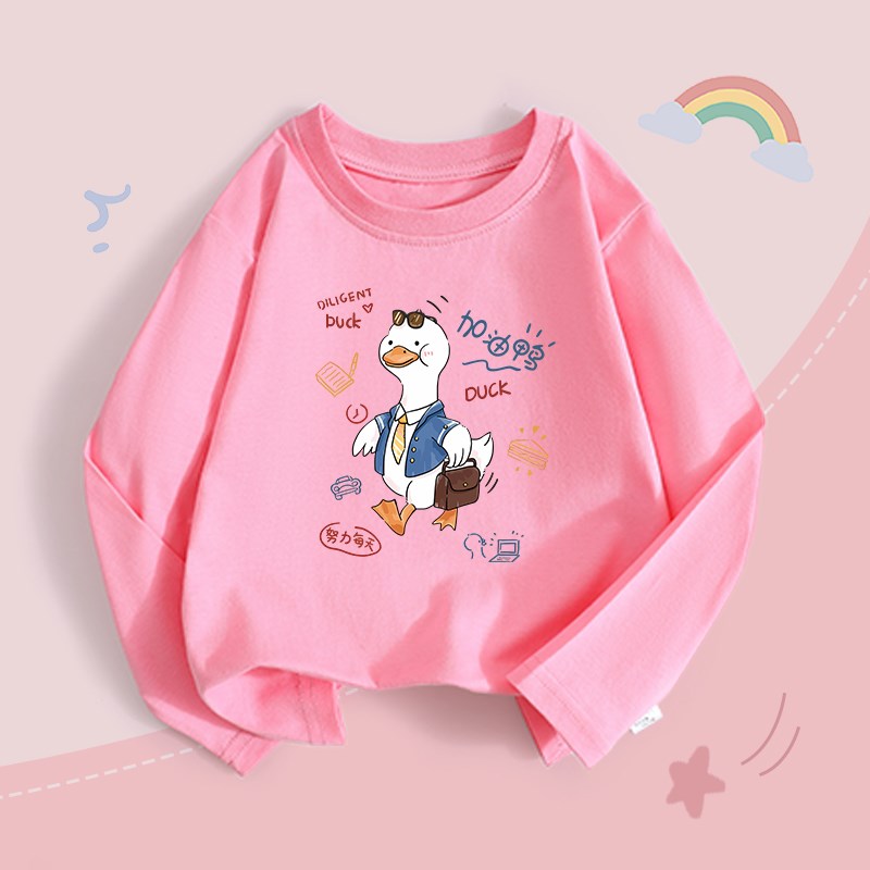 女童长袖t恤春秋纯棉新款上衣服儿童装洋气女宝宝打底衫春装A4