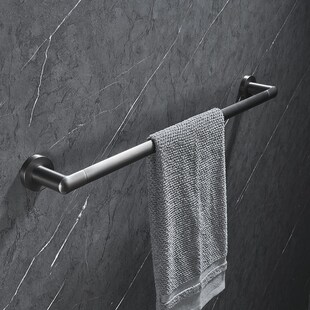 枪灰304不锈钢浴室毛巾架免打孔双杆卫生间挂轻奢浴巾置物毛巾杆
