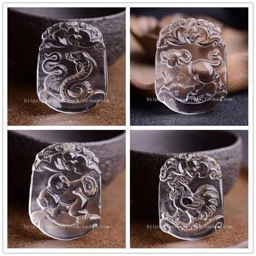 原矿12属相天然白水晶生肖鼠牛虎兔龙蛇马羊猴鸡狗猪吊坠男女挂件