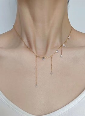 超修饰脖颈的流苏项链,好闪好温柔锆石仙气质感高级轻盈日常女