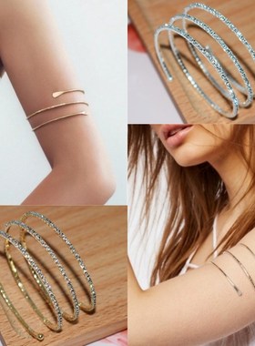 臂环臂镯女金属满钻手镯手饰水钻大臂臂钏手臂环胳膊饰品配饰环链