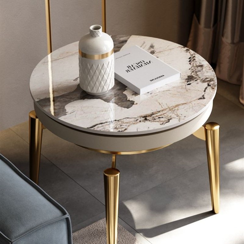 北欧轻奢岩板沙发k边几客厅高档小茶几小桌子圆桌网红床头边角几