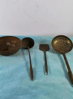 民俗老物件怀旧收藏老炊具u铜厨具勺子复古酒店装饰品影视道具摆