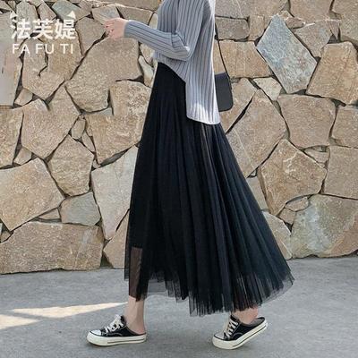 重工纱裙半身裙显瘦胯大长款超仙秋冬矮个子纱纱裙大码白色女网纱