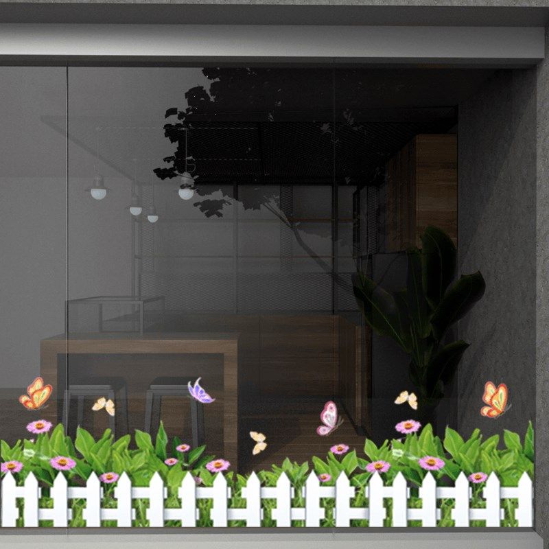 商场超市玻璃门橱窗踢脚线花草围栏布置装饰贴纸自粘防水透明贴画,家居饰品,门贴,淘宝优惠券,粉丝福利购,淘宝优惠卷