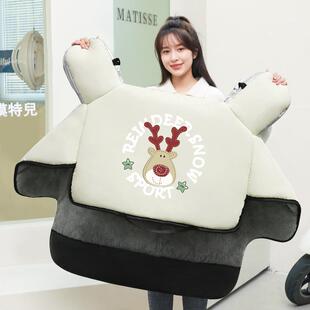 冬季电动车挡风被加绒厚t电瓶车挡风罩衣侧翼加宽米白色一鹿平安