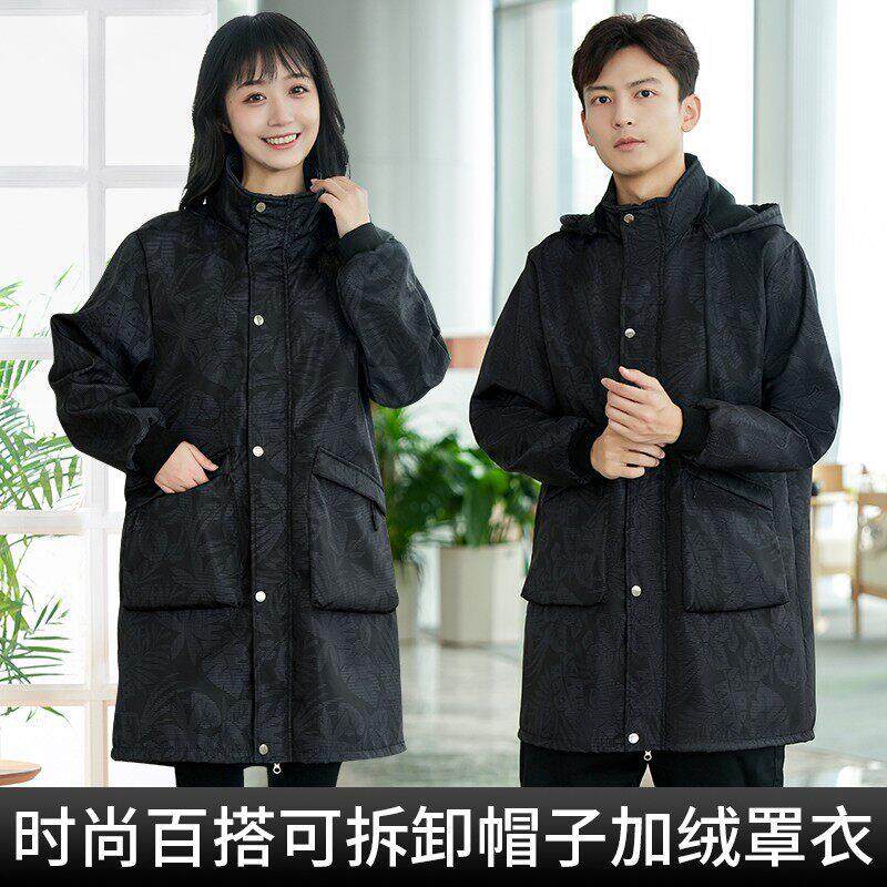 男士加绒罩衣工作服情侣发型师围裙2023新款网红防水棉罩衣女冬季