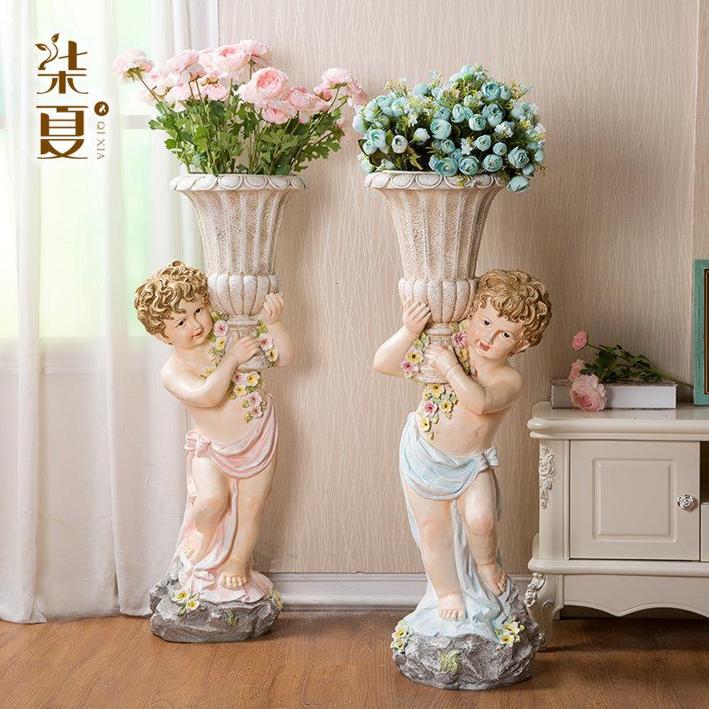欧式客厅花卉大摆件 落地插花干燥花电视柜大型摆件家居装饰品