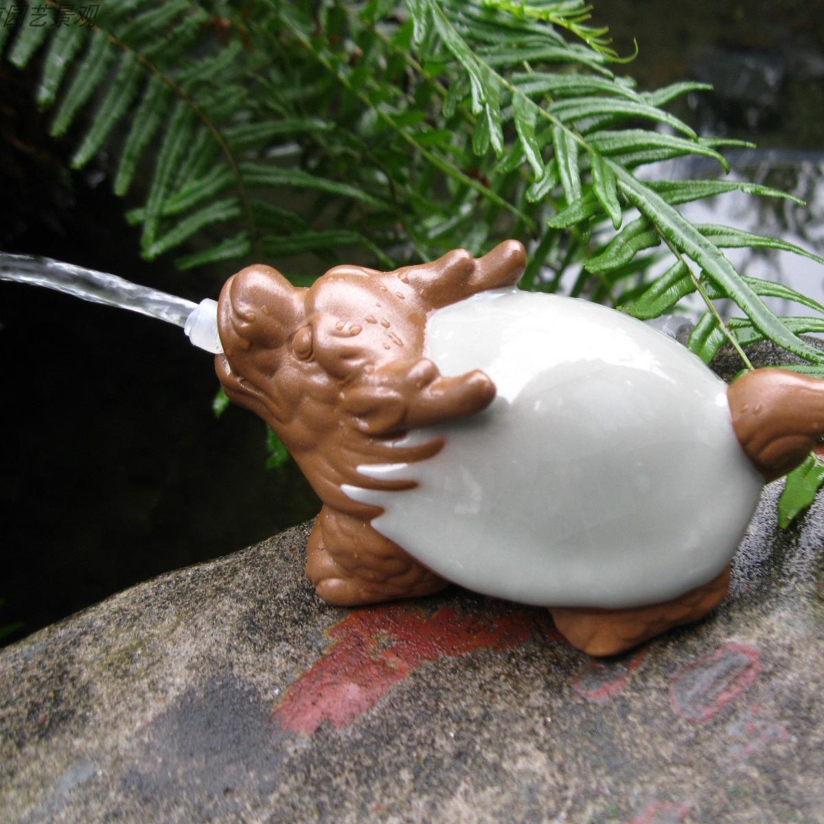陶瓷工艺品招财喷水龙龟鱼缸吐水摆件水族假山庭院水景观流水摆件