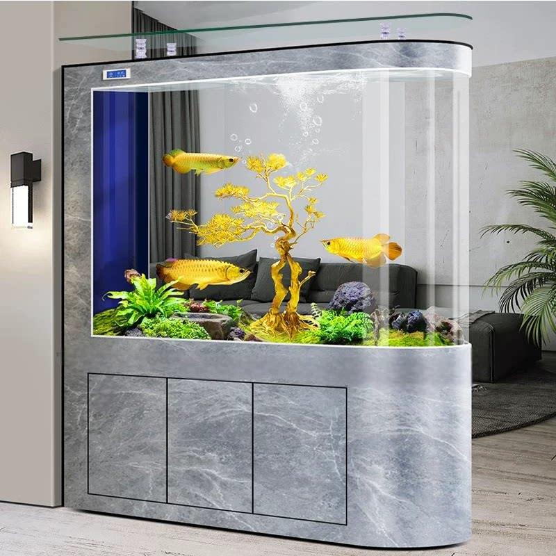 鱼缸新款子弹头办公室客厅家用一体装底部过滤中大型免换水族箱