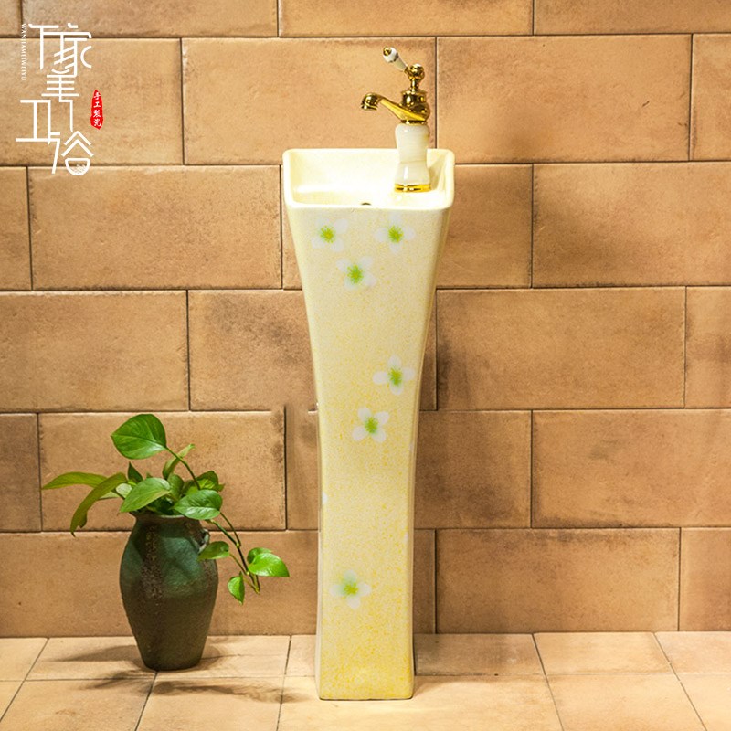 洗手台盆一体小号阳台陶瓷立w柱式洗脸盆卫生间柱盆立式落地式家