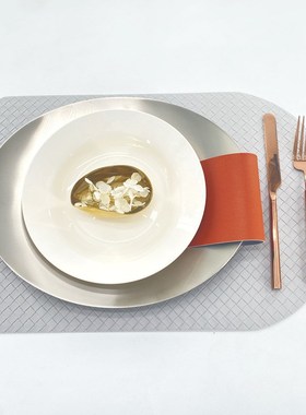 北欧简约样板间餐具套装软装餐桌摆台样板房餐盘摆件W轻奢装饰盘