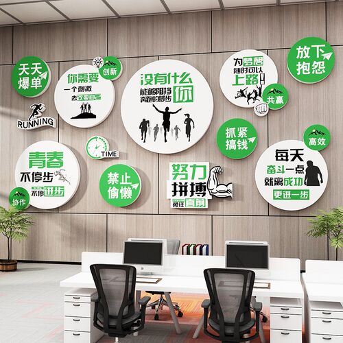 企业文化墙面装饰电商销售办公室司E激励志标语员工位氛围布置贴