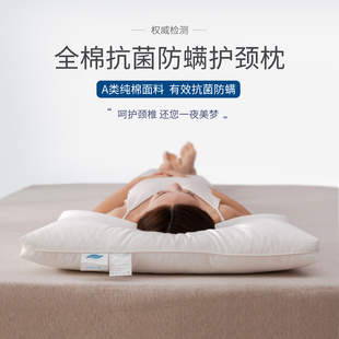 防螨可水洗家用抗菌护D颈枕48x74单人双人酒店枕头 全棉枕芯一对装