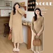 秋冬装 简约气质长袖 针织连衣裙宽松休闲裙子秋装 孕妇装 韩版 孕妇裙