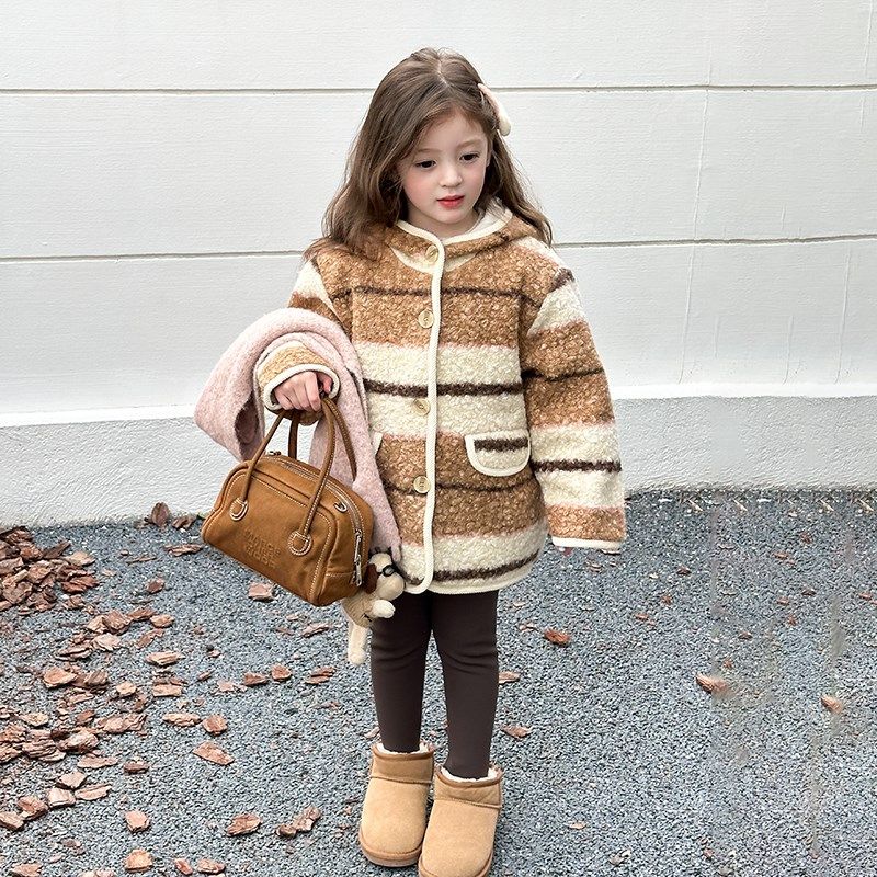 女童加厚夹棉呢子大衣儿童中长款复古条纹连帽毛呢外套宝宝冬洋气,童装/婴儿装/亲子装,普通外套,淘宝优惠券,粉丝福利购,淘宝优惠卷