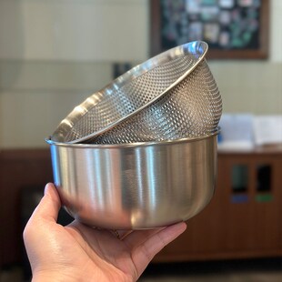 迷你洗水果篮!1810不锈钢沥水篮厨房和面打蛋盆滤水洗菜淘米篮盆