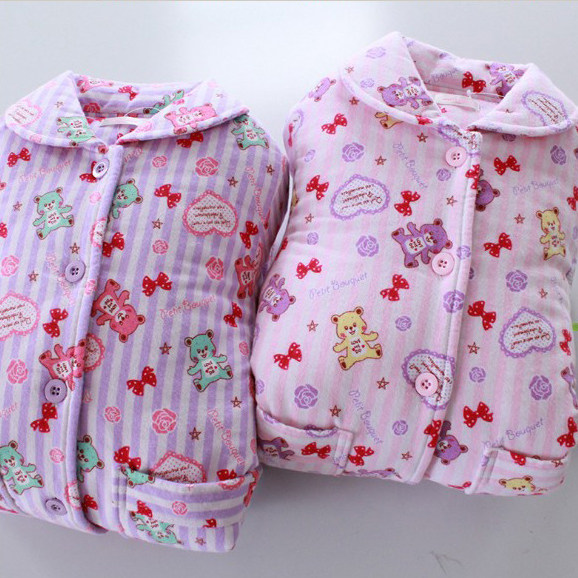 外贸日单a加厚三层夹棉全棉女童棉袄睡衣套装家居服 儿童纯棉棉服