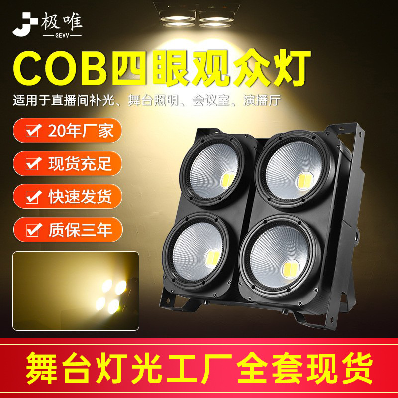 舞台灯光COB四眼观众灯演出led面光灯暖白婚庆大型车展酒吧爆闪灯