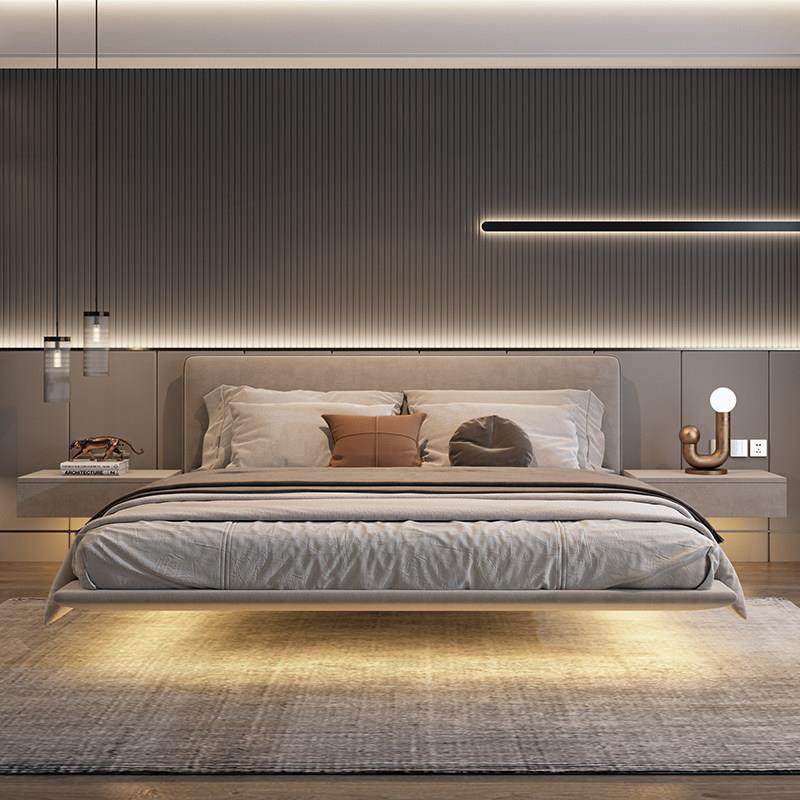 华谊空间悬架床现代休闲面料床科技面料主卧床钢架床架简约双人床