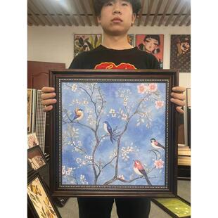 新中式鸟语花香壁画D039玄关柜卧室装饰画5050