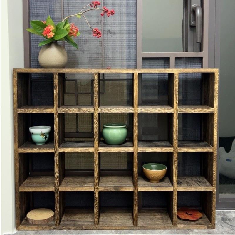 博古架实木中国风烧泡桐木茶杯架茶壶茶具架储物架壁挂覆古多宝亭