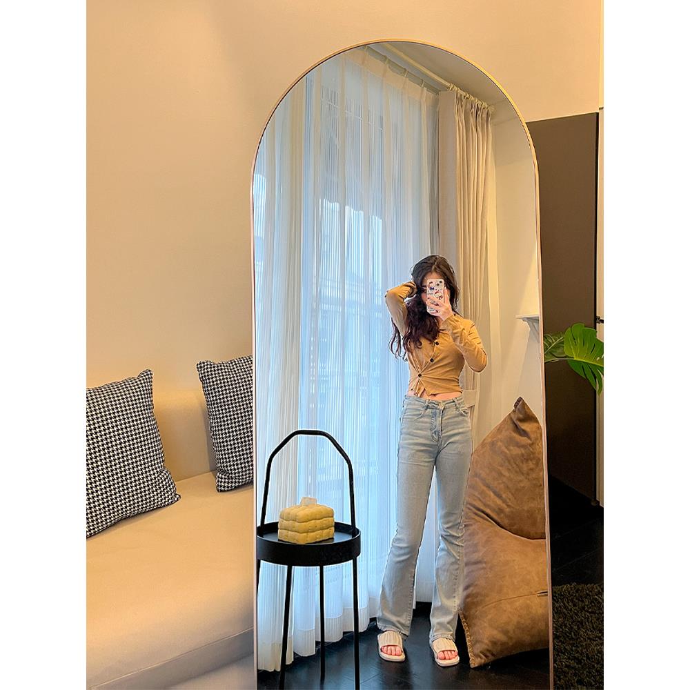 全身穿衣镜落地镜家用卧室宿舍圆角拱形女生试衣镜网红舞蹈大镜子
