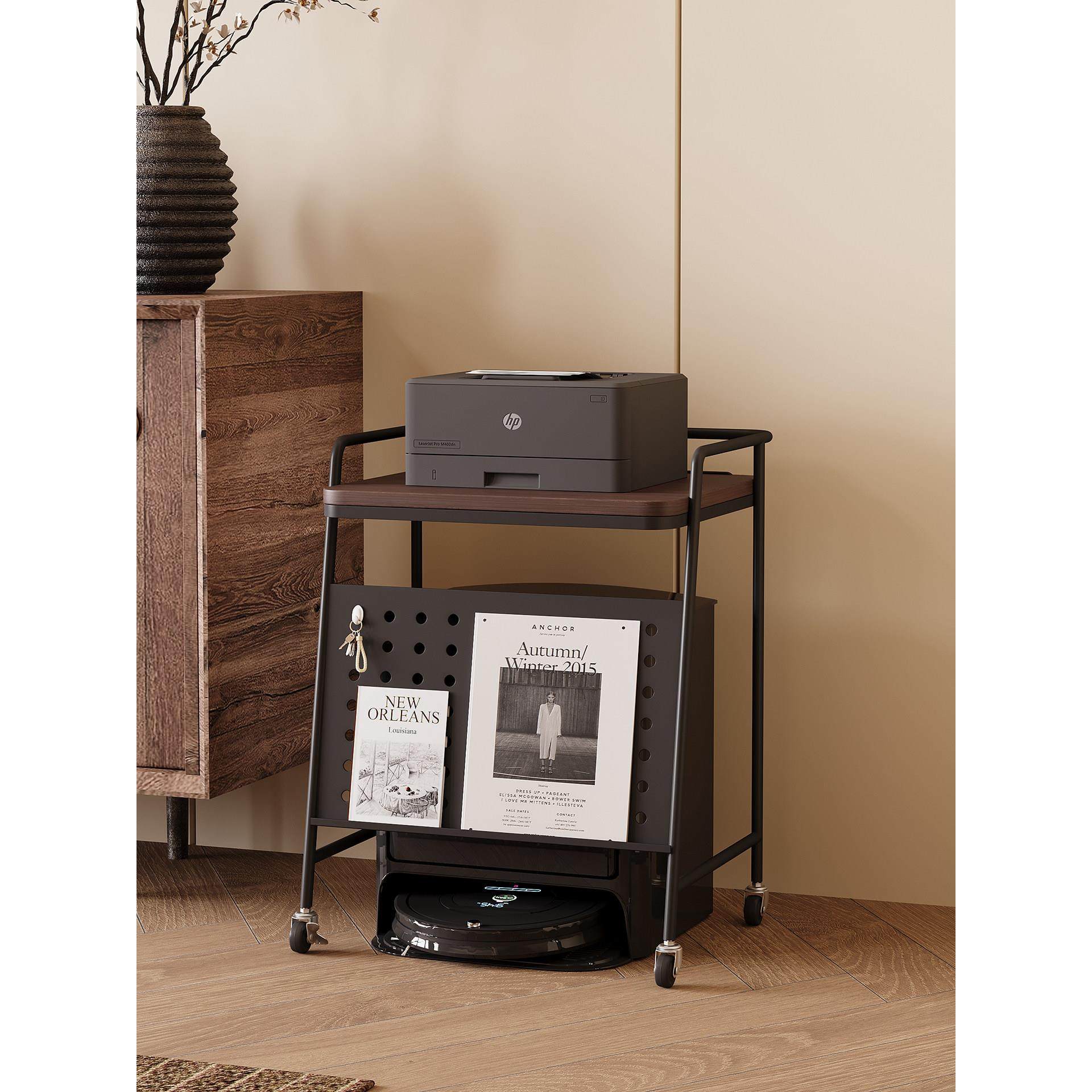 包豪斯扫地机器人打印机置物架落地带轮沙发边几基站收纳柜鱼缸架