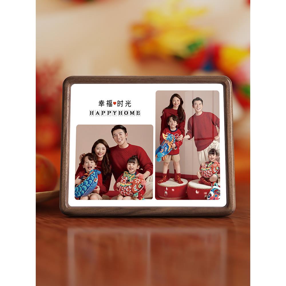 家庭肖像小相框桌子照片印刷定制高端核桃木印刷加上洗照片制作成