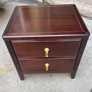 新中式床头柜乌金木色实木现代简约小型家用卧室轻奢高级感两抽