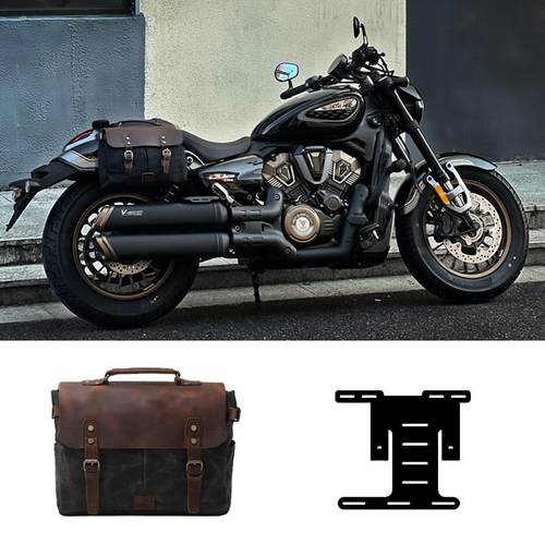 覆古侧边包无极CU625牛皮帆布包骑行尾挂包改装配件摩托车边包