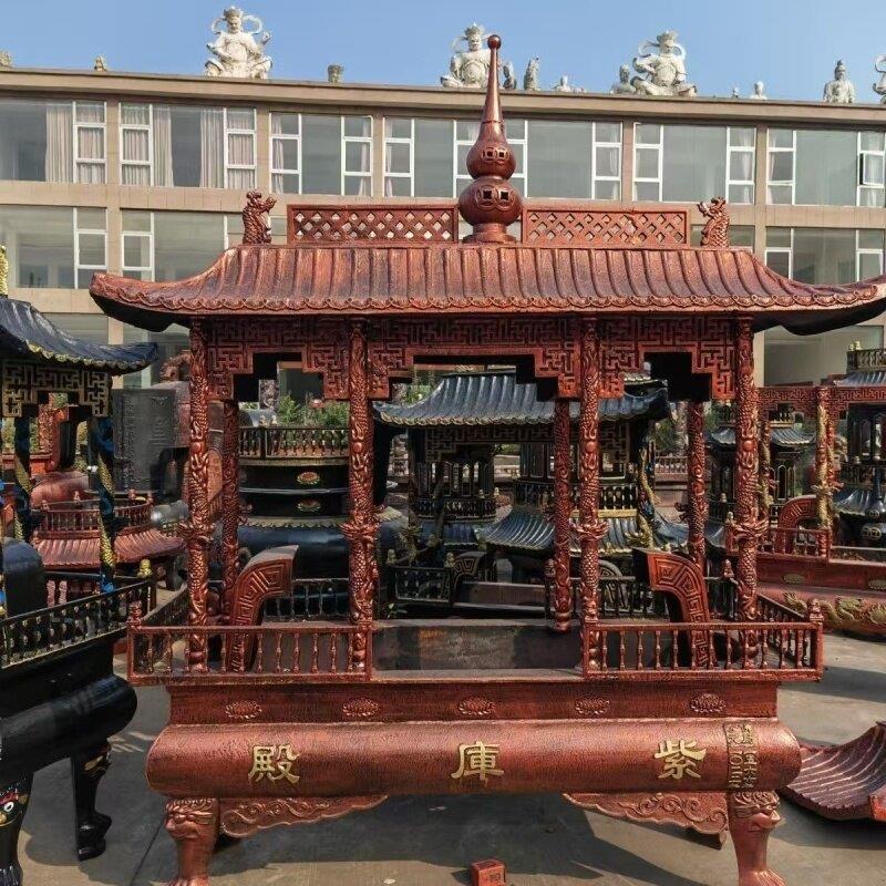 纯铜香炉鼎铸铁烧香炉复古香炉祠堂铸铁香炉生铁香炉八龙柱寺庙