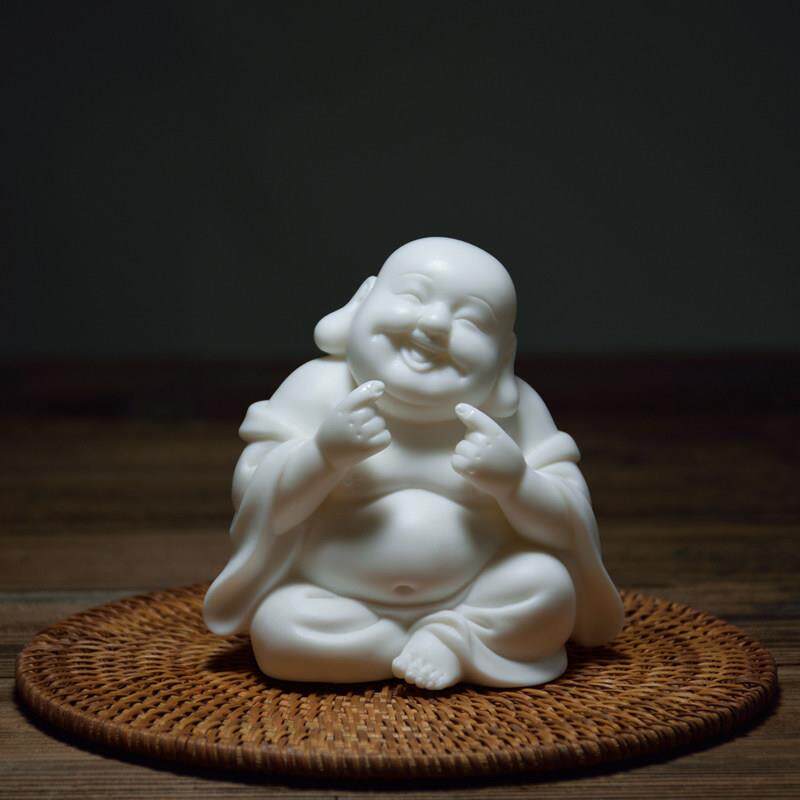 创意中式陶瓷弥勒佛像供奉家用客厅饰品招财笑佛保平安汽车载摆件