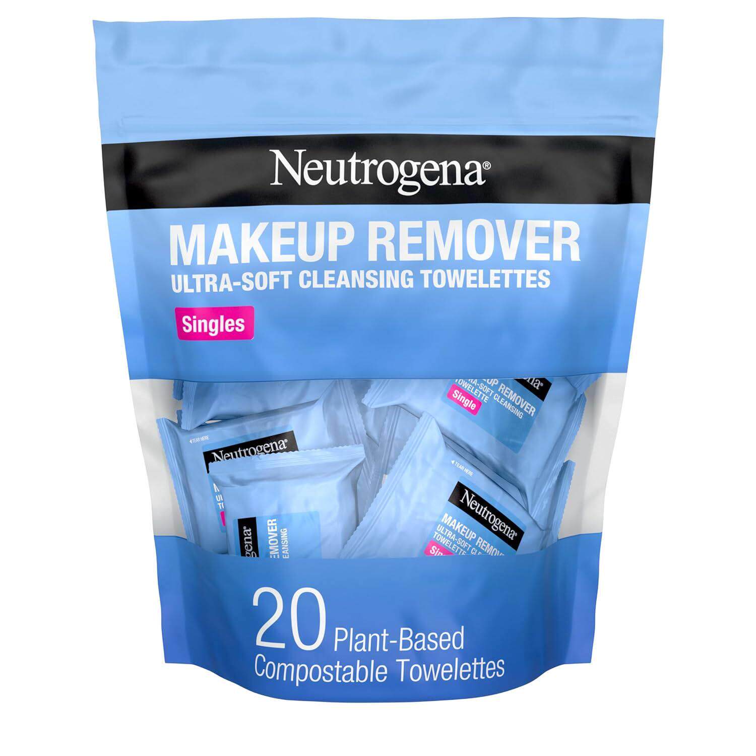 现货Neutrogena露得清卸妆湿纸巾独立包装可深层清洁防水化妆品20