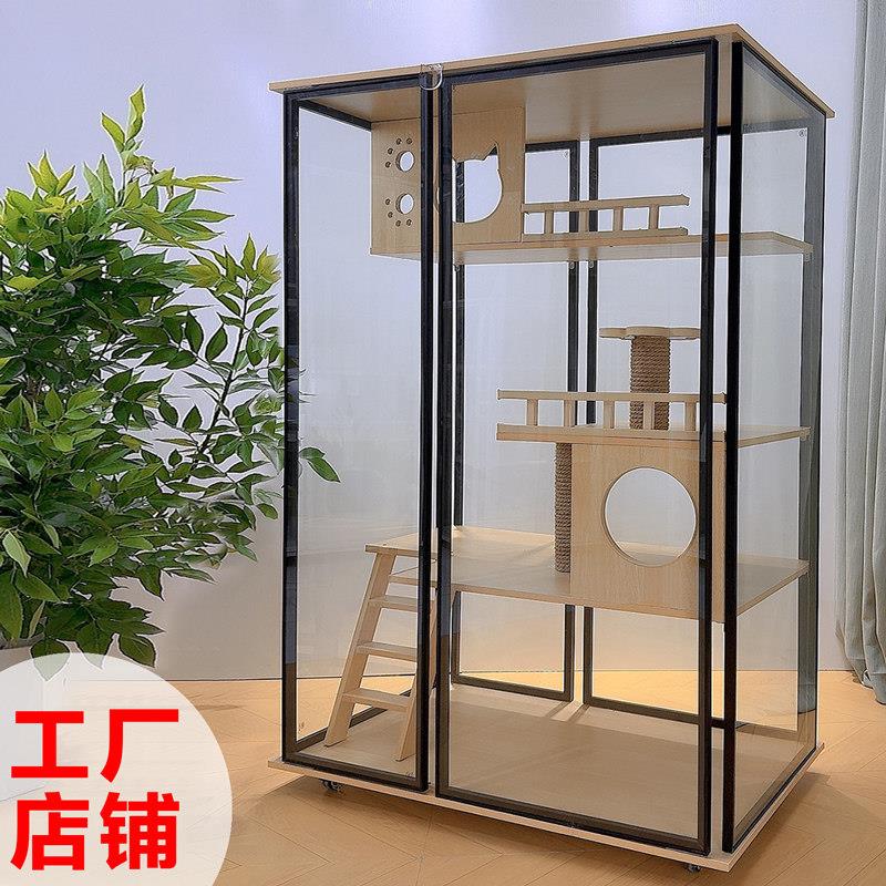 全景玻璃猫别墅实木猫笼猫舍大型豪华超大猫房室内宠物店猫柜猫窝