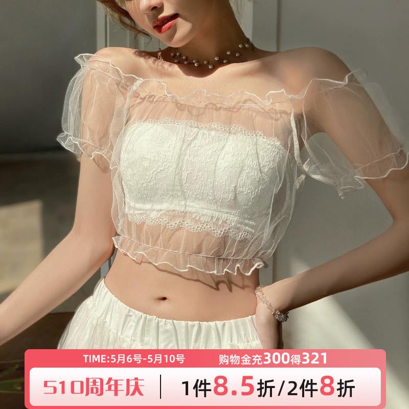 夏季薄款抹胸小胸聚拢少女内衣女白色防走光裹胸无肩带防滑文胸罩