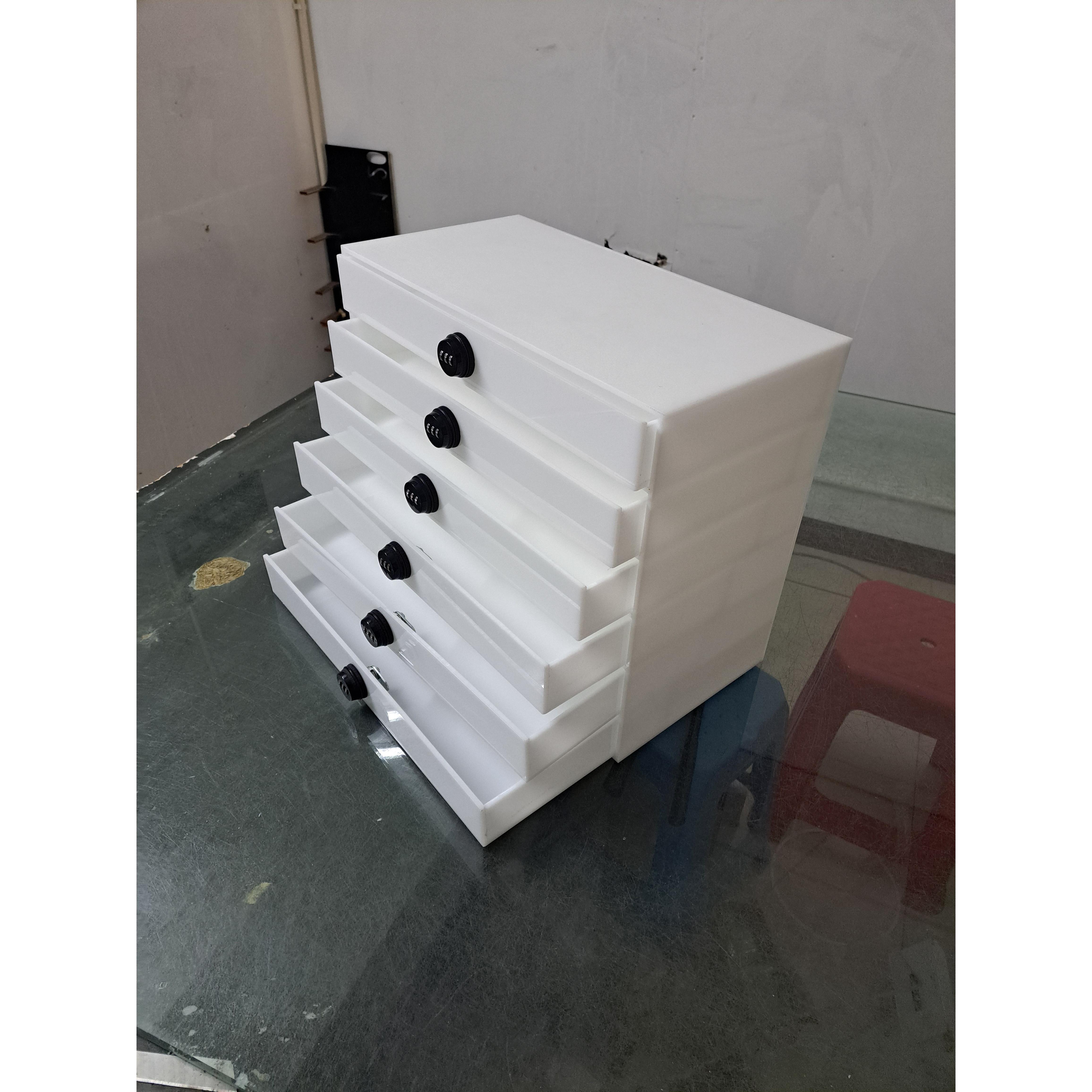 定做压克力水晶密码锁抽屉柜 手机存放箱 抽屉式收纳盒 文件置物