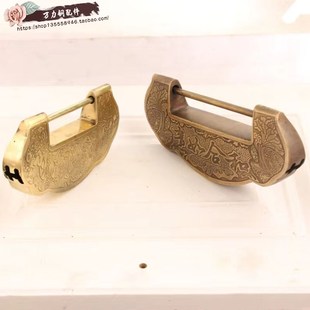 老式古典家具锁具仿古宅院门锁中式明清柜门横锁红木W家具老锁铜