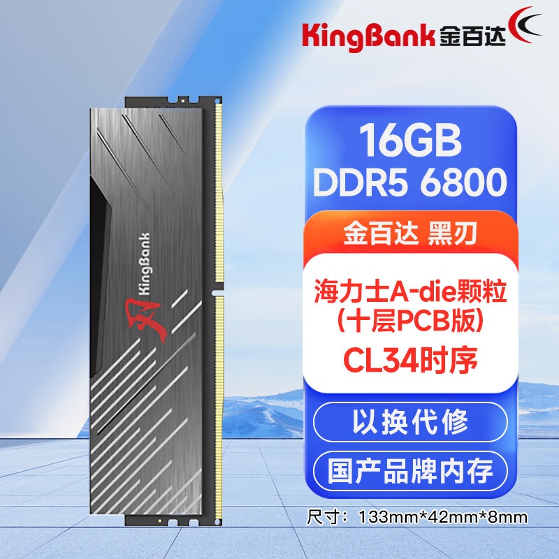 金百达（KINGBANK） 黑刃系列 DDR5内存条台式机电脑马甲条D5内存