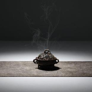 竹叶镂空香炉紫铜香薰炉子塔香盘香香篆檀香家用室内安神茶道摆件
