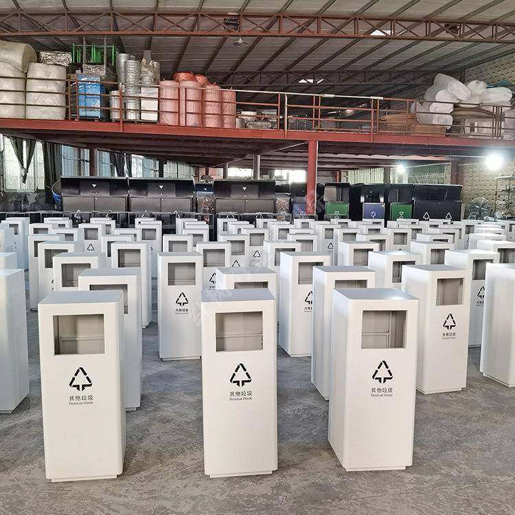 户外室内简约小区电梯口方形加厚不锈钢白色烤漆果皮箱其他垃圾桶