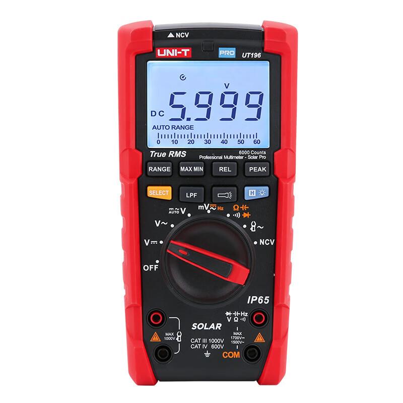 UNI-TUT196光伏万用表数字高精度智能防烧专业万能表1700V