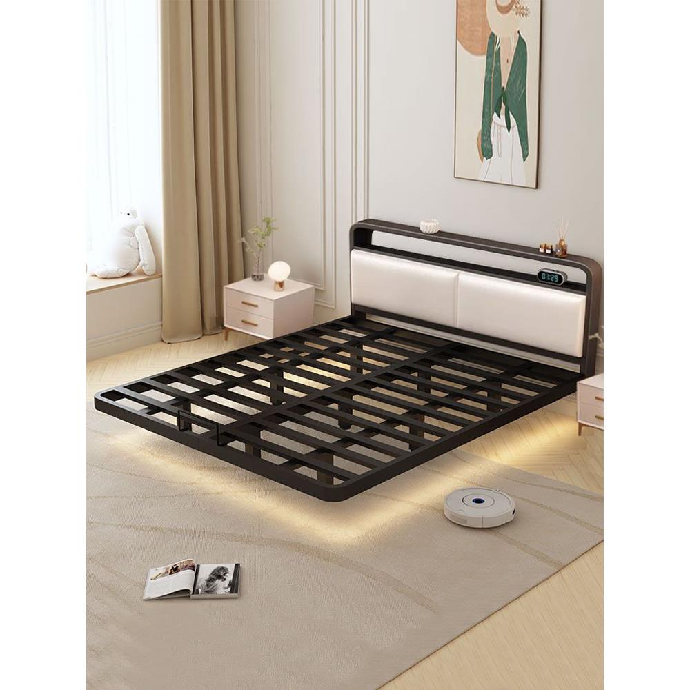 悬浮床双人床家用1.5m单人不锈钢储物加粗加厚铁架床出租房铁艺床