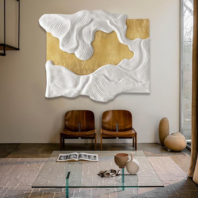 意式轻奢客厅沙发背景墙装饰画 画高端3d立体浮雕挂画 画设计感饭图片