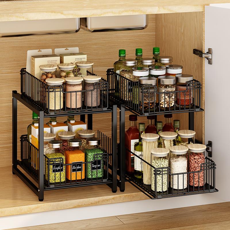 厨房调料置物架整体橱柜窄柜抽屉式极窄小尺寸柜内抽拉式置物架收