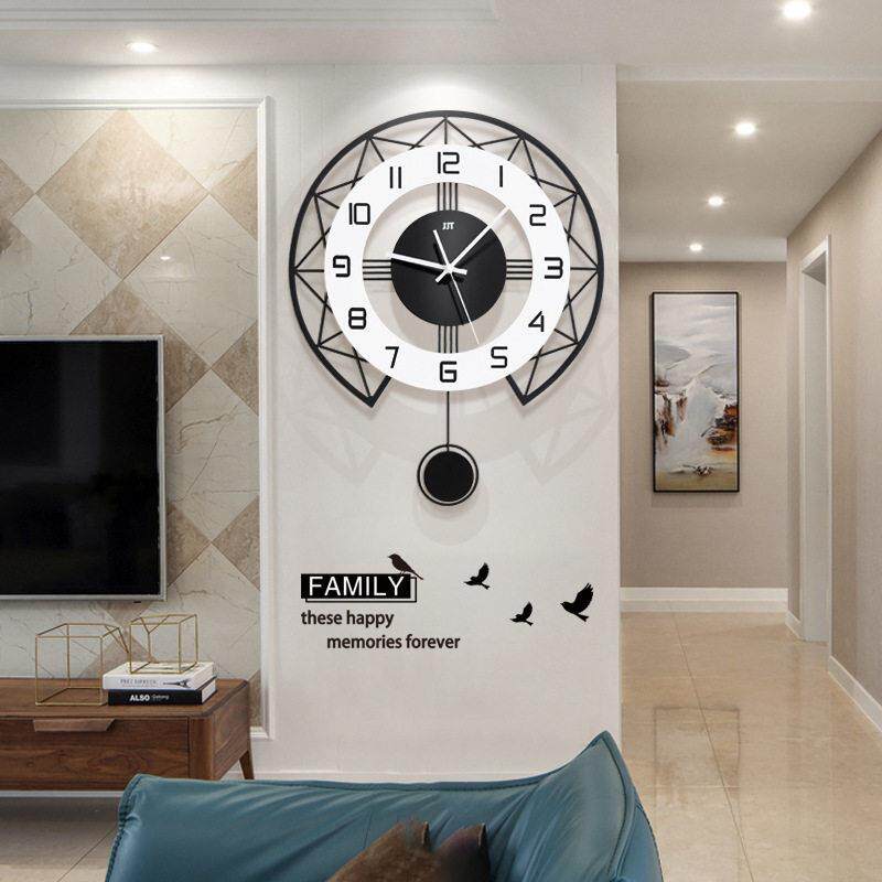 北欧风钟表挂钟客厅高级感时钟挂墙大气简约现代艺术创意静音挂表