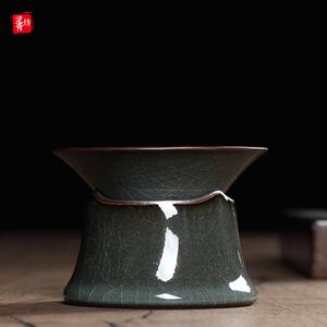 青瓷滤茶器手工铁胎茶漏哥窑冰裂功夫茶具泡滤茶器茶器陶瓷过滤网