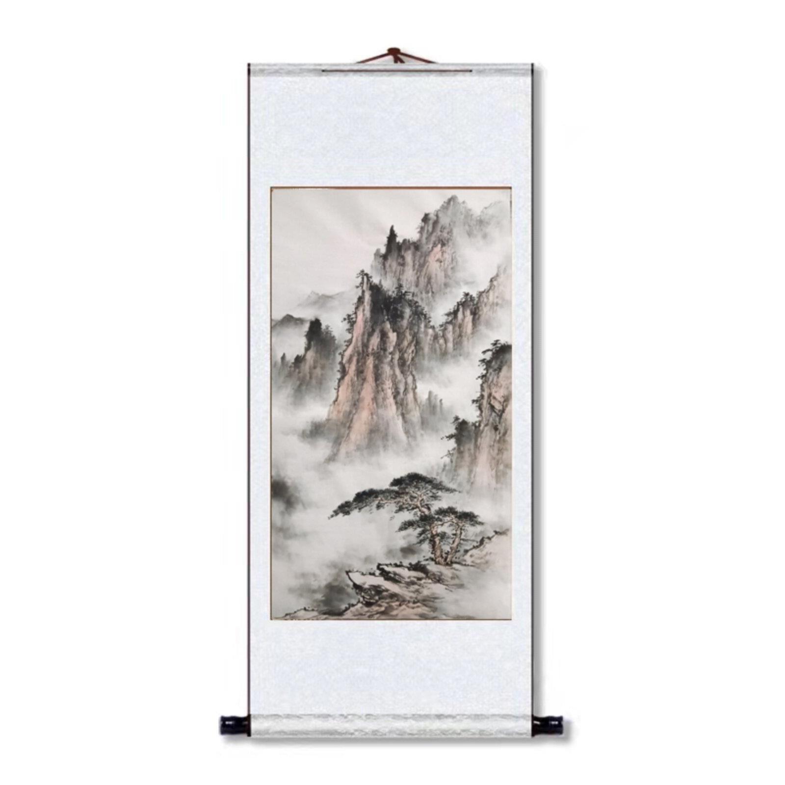 定制纯手绘入口山水画客厅挂画黄山云海办公室沙发新中国风装饰画